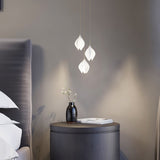 Bloom Ceramic Floral Pendant Light with White Porcelain Flower Buds and Brass Accents