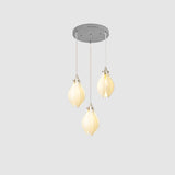 Bloom Ceramic Floral Pendant Light with White Porcelain Flower Buds and Brass Accents
