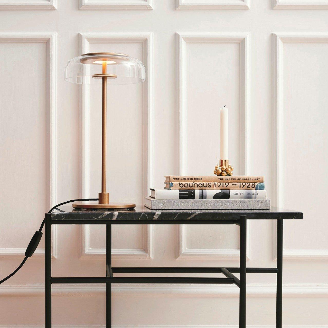 Modern Solara Brass and Glass LED Table Lamp for Living Room and Office