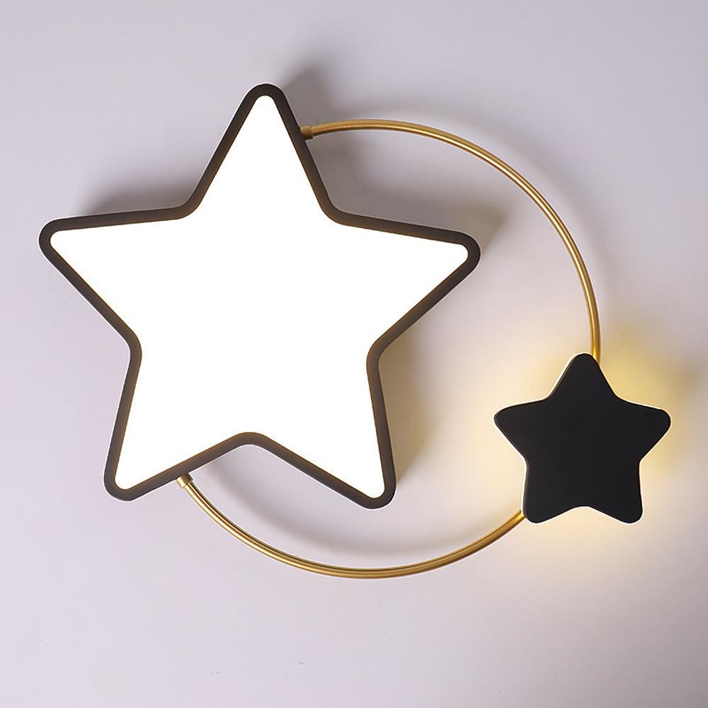 Modern 2 Star Shapes LED Flush Mount Ceiling Light Dimmable Nursery Lighting for Kids Bedroom