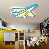 Blue Airplane LED Ceiling Lamp Flush Mount Light Fixture for Childrens Bedroom and Playroom