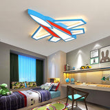 Blue Airplane LED Ceiling Lamp Flush Mount Light Fixture for Childrens Bedroom and Playroom