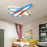 Blue Airplane LED Ceiling Lamp Flush Mount Light Fixture for Childrens Bedroom and Playroom