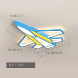 Blue Airplane LED Ceiling Lamp Flush Mount Light Fixture for Childrens Bedroom and Playroom