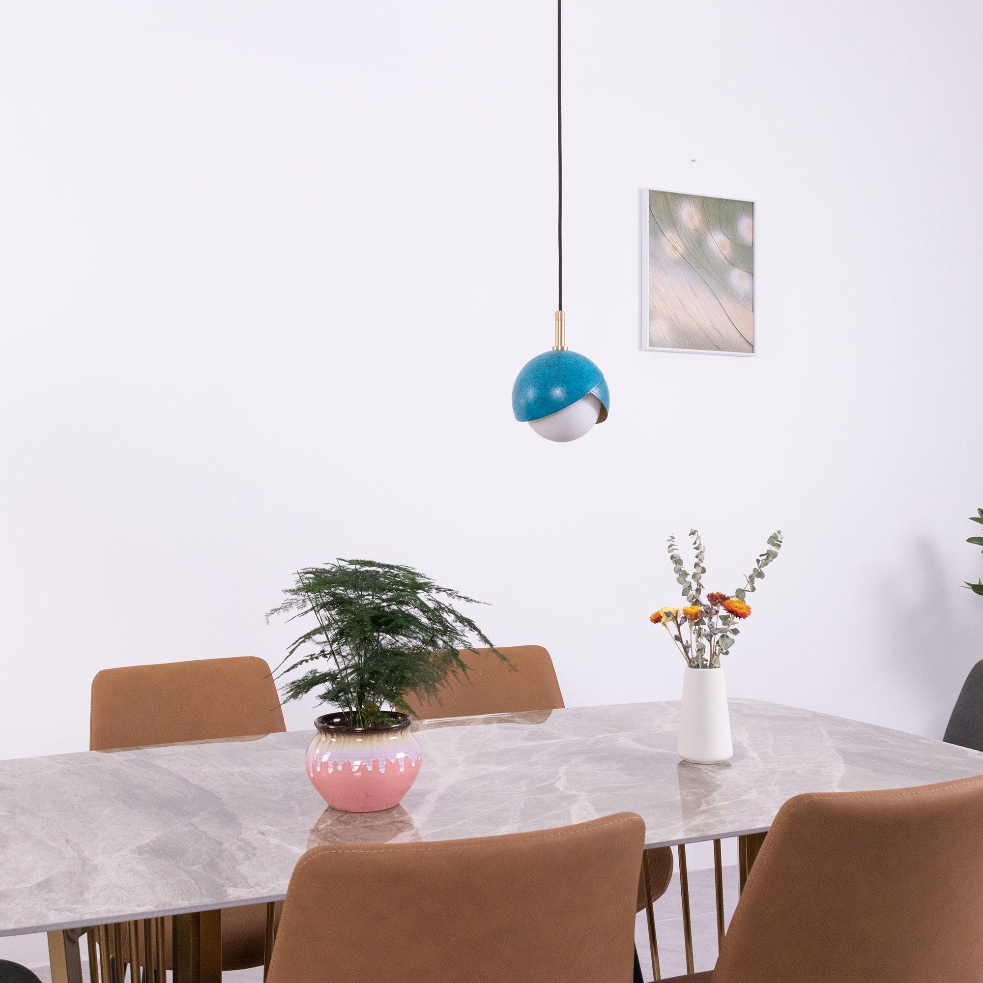 Blue Drop Pendant Light Modern Glass Globe Ceiling Fixture for Luxury Interiors