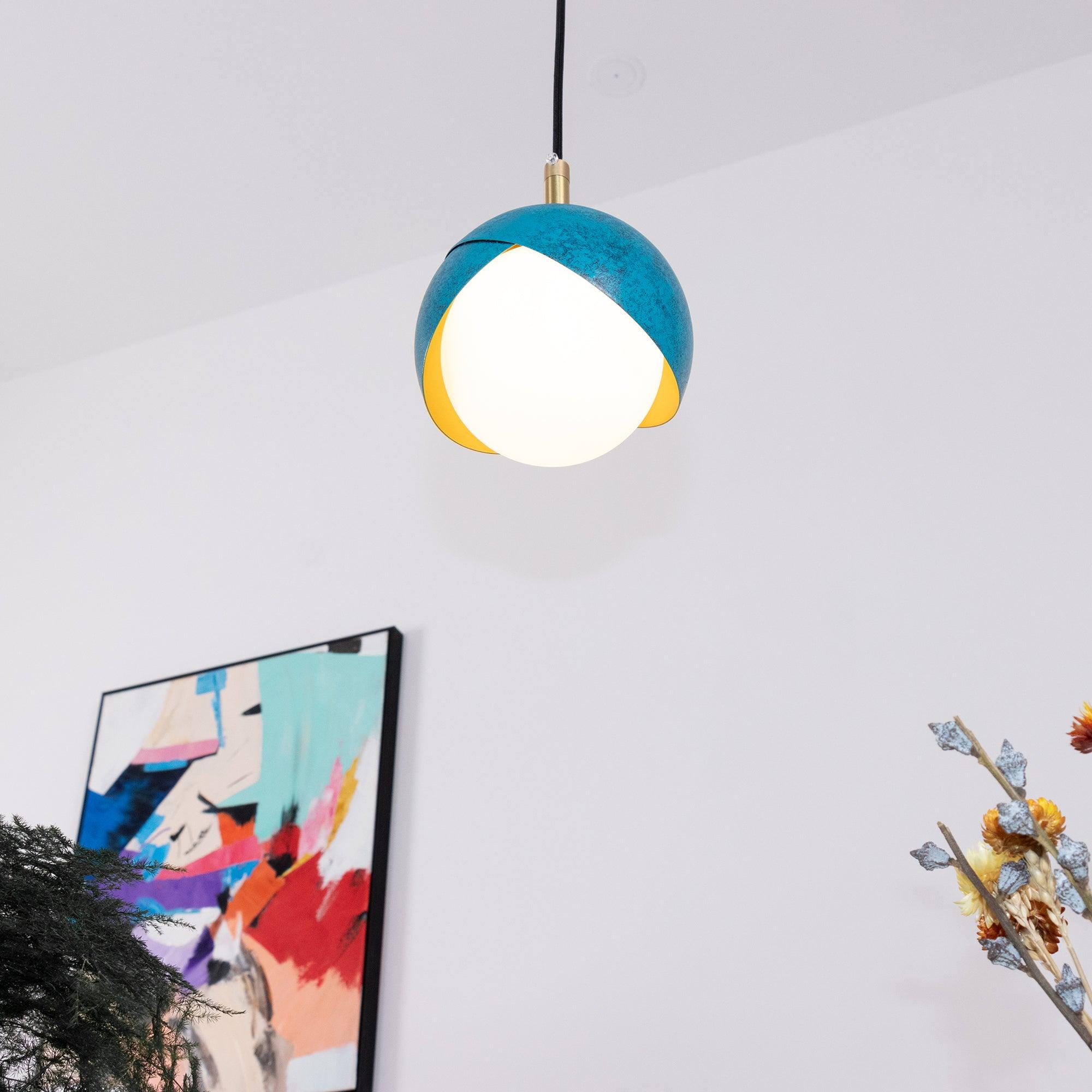 Blue Drop Pendant Light Modern Glass Globe Ceiling Fixture for Luxury Interiors
