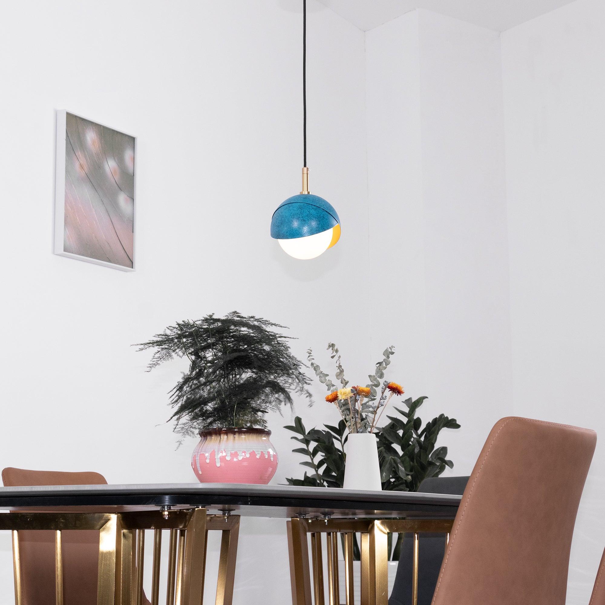 Blue Drop Pendant Light Modern Glass Globe Ceiling Fixture for Luxury Interiors