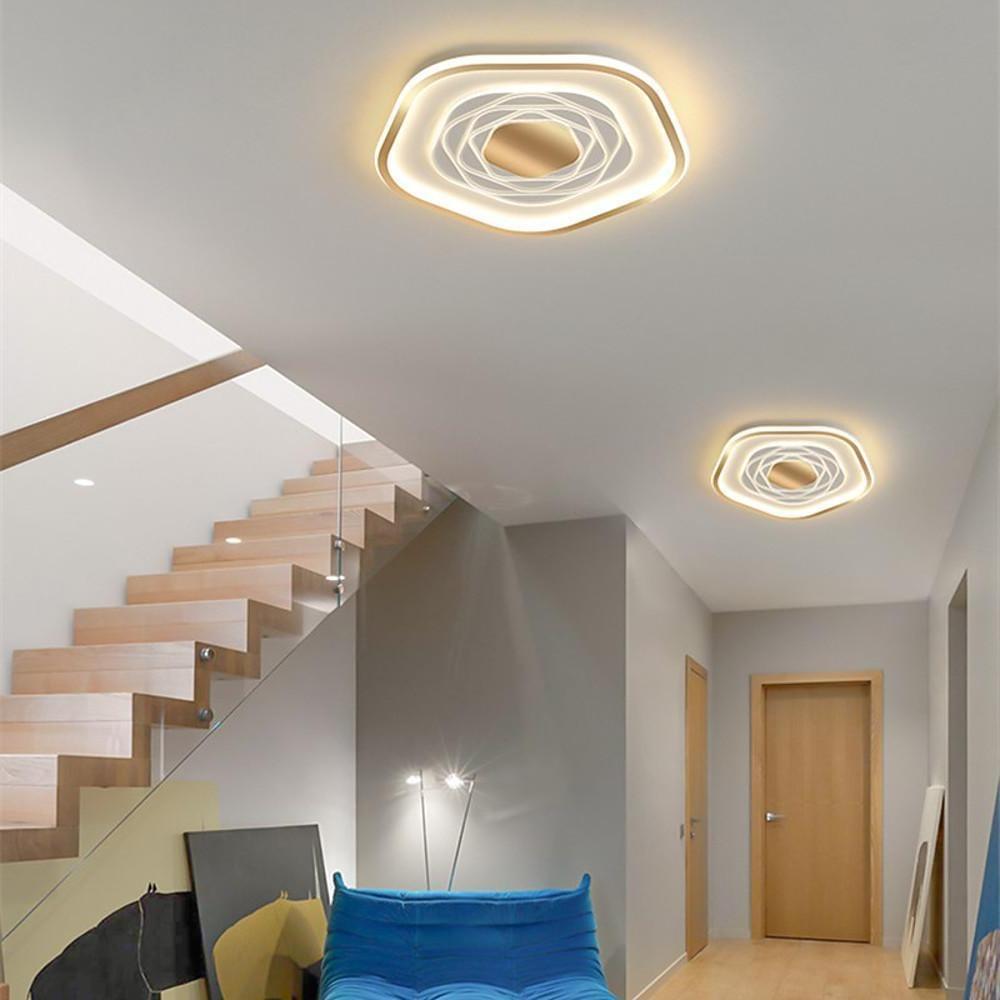 Modern Hexagonal Abstract LED Flush Mount Ceiling Light Geometric Acrylic Fixture for Bedroom