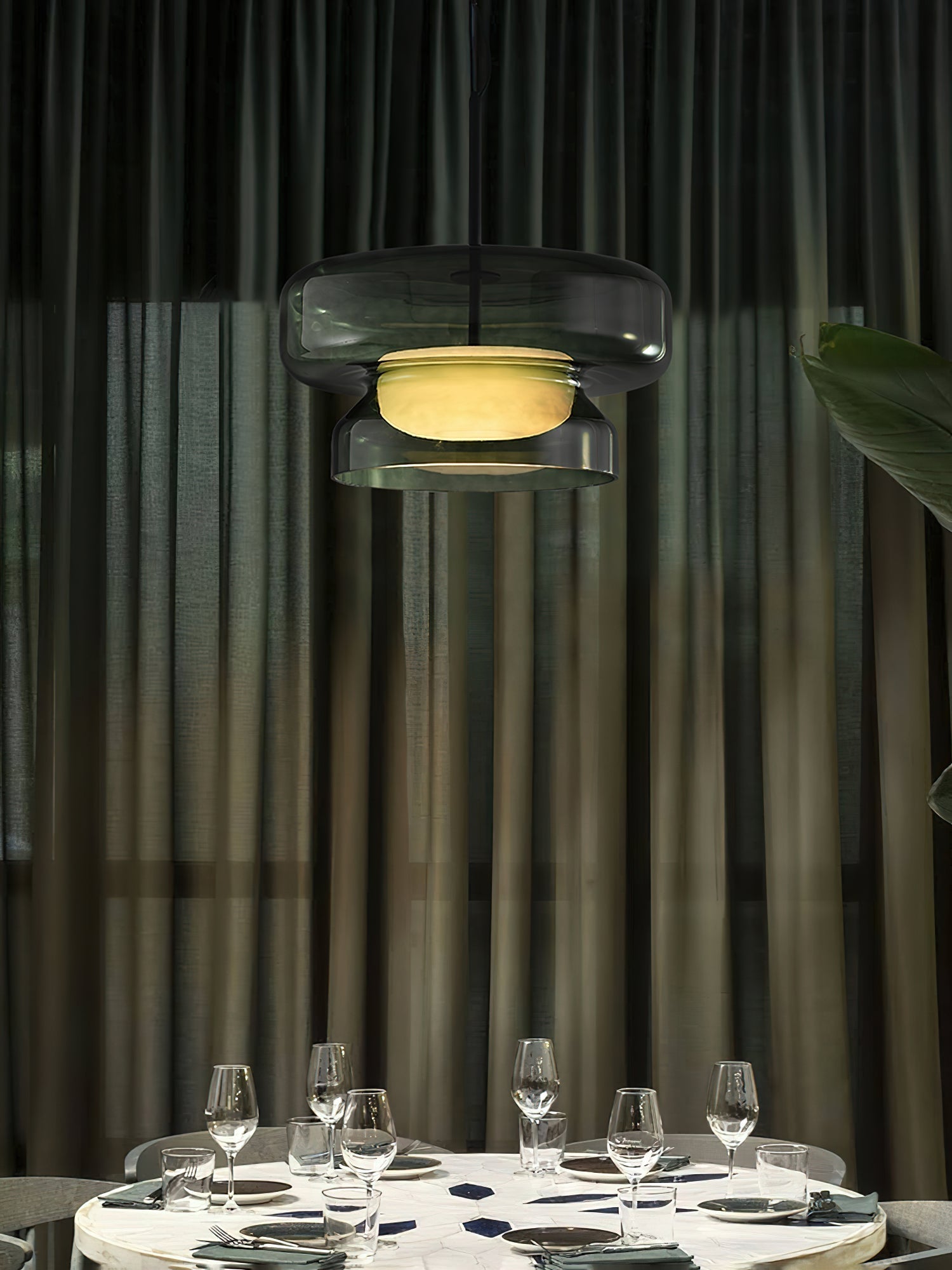 Bohemia Modern Blown Glass Pendant Light Organic Shape Hanging Chandelier for Dining Room