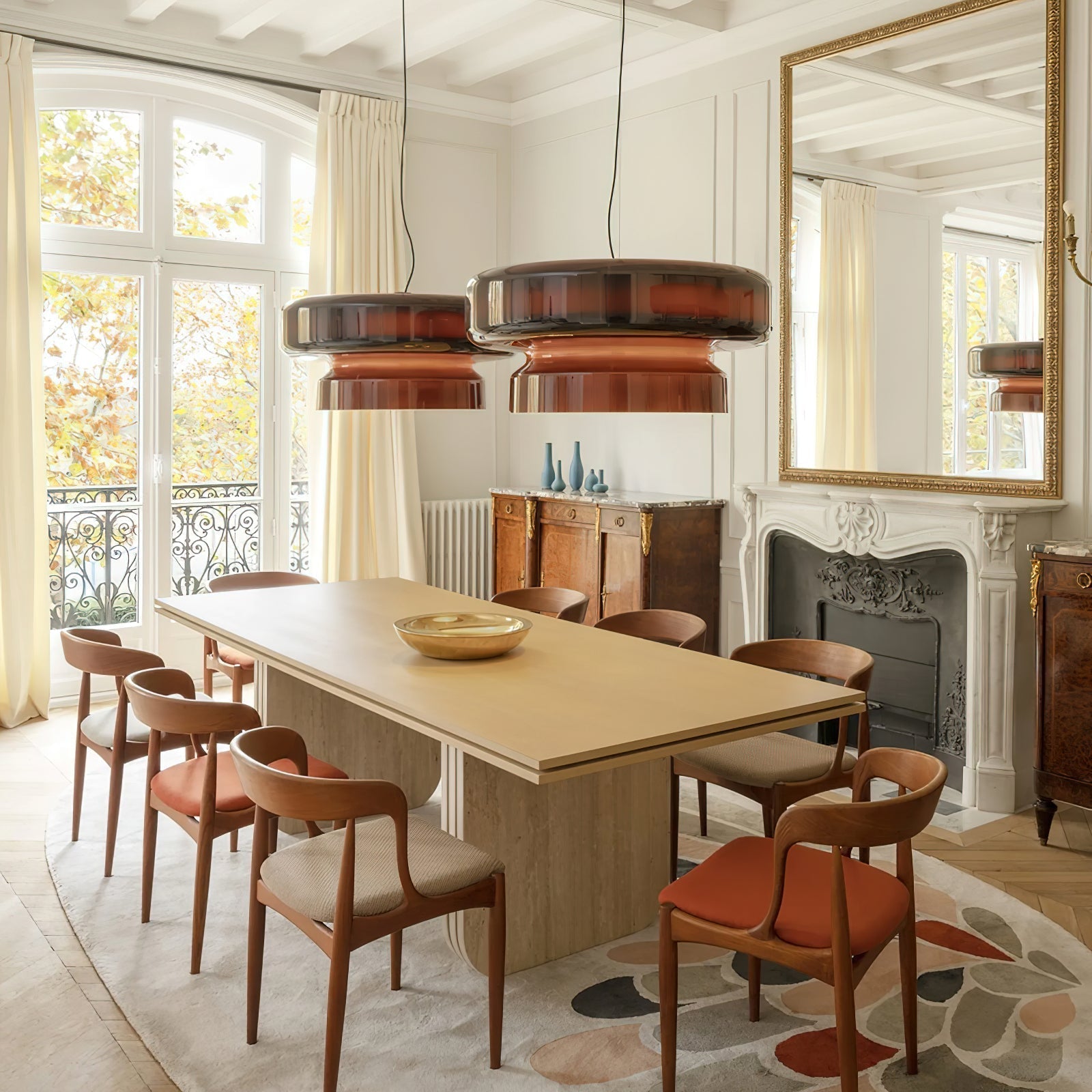 Bohemia Modern Blown Glass Pendant Light Organic Shape Hanging Chandelier for Dining Room