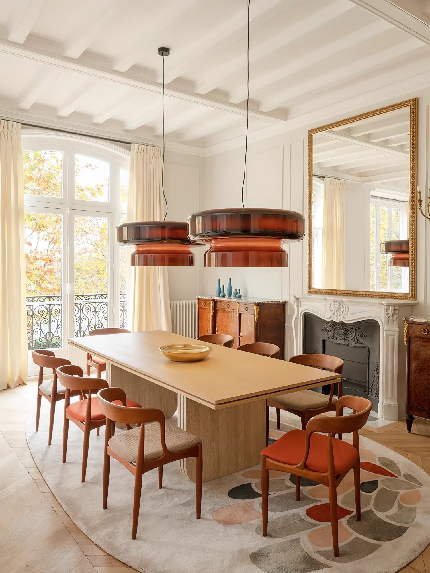 Bohemia Modern Blown Glass Pendant Light Organic Shape Hanging Chandelier for Dining Room