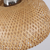Bohemian Rattan Dome Ceiling Lamp with Hand Woven Bamboo Shade for Home Decor