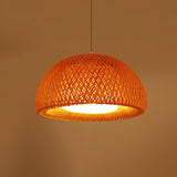 Bohemian Rattan Dome Ceiling Lamp with Hand Woven Bamboo Shade for Home Decor