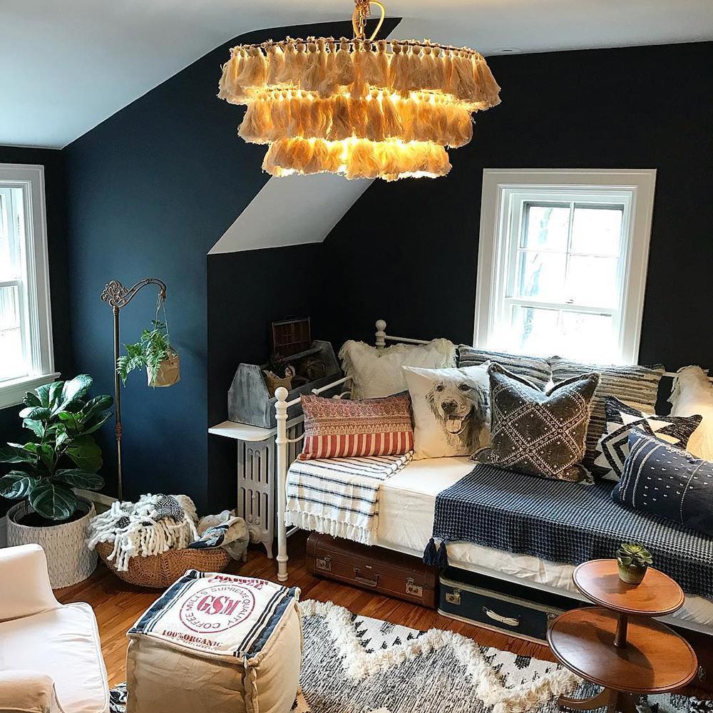 Bohemian Tassel Fringe Chandelier Fabric Pendant Light for Elegant Living Room and Bedroom Lighting