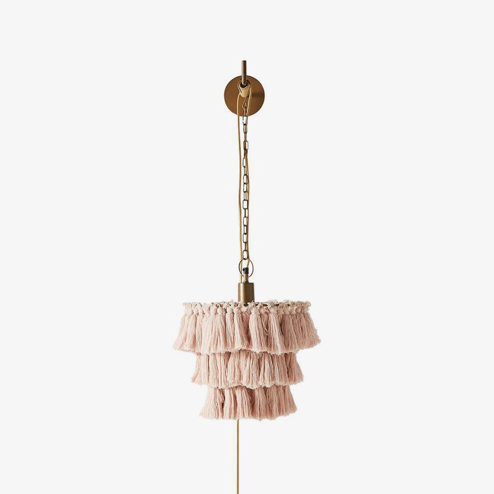 Bohemian Tassel Wall Sconce Layered Fabric Fringe Wall Lamp Decorative Indoor Light