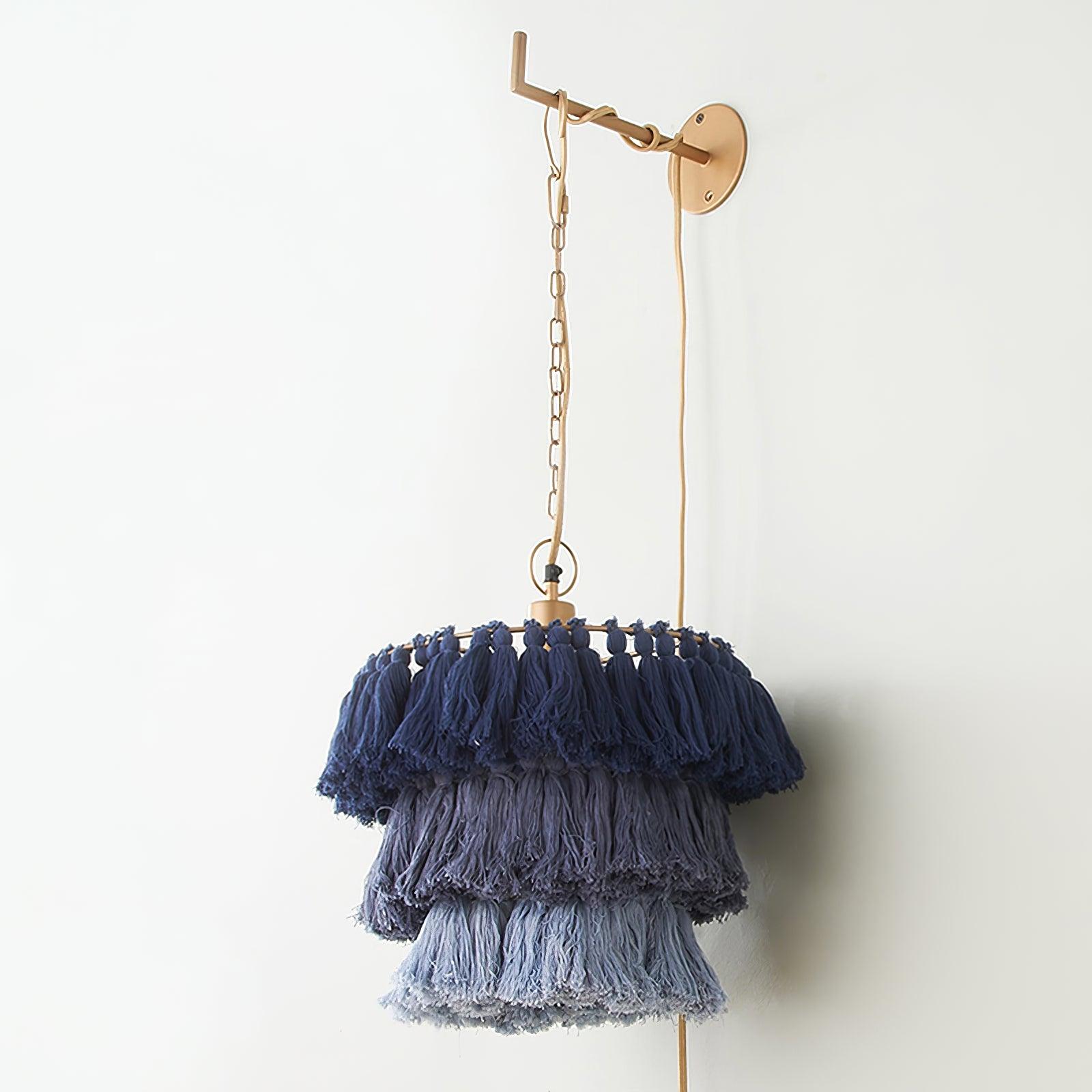 Bohemian Tassel Wall Sconce Layered Fabric Fringe Wall Lamp Decorative Indoor Light