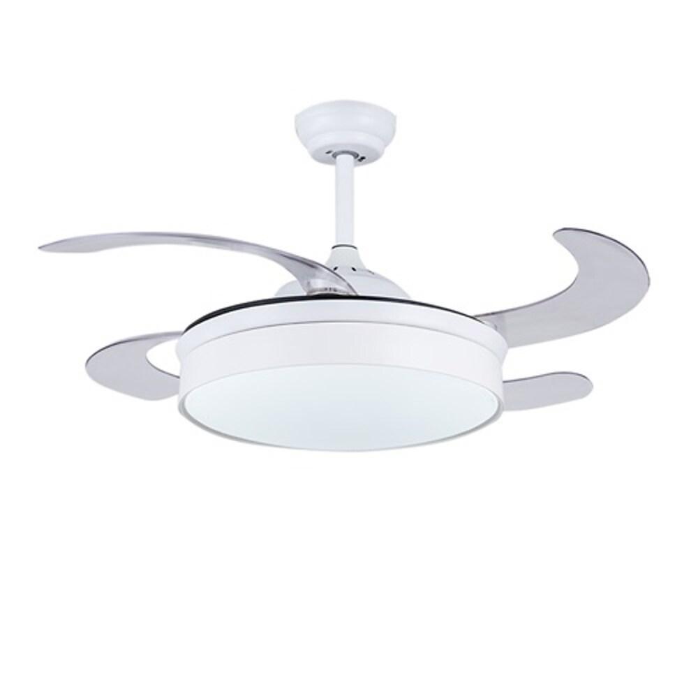 Nordic Drum LED Retractable Ceiling Fan with Remote and Invisible Blades for Modern Living Rooms