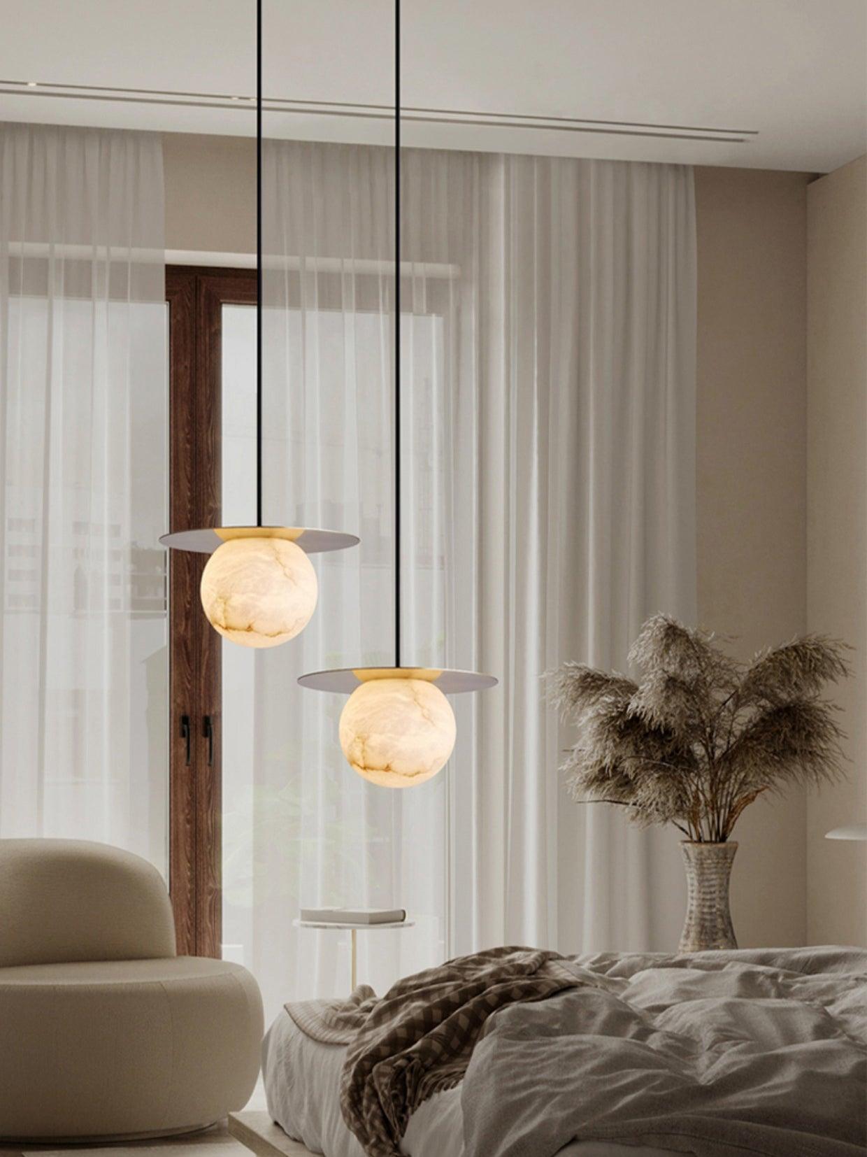 Borra Alabaster and Brass Pendant Light Luxury Modern LED Hanging Lamp