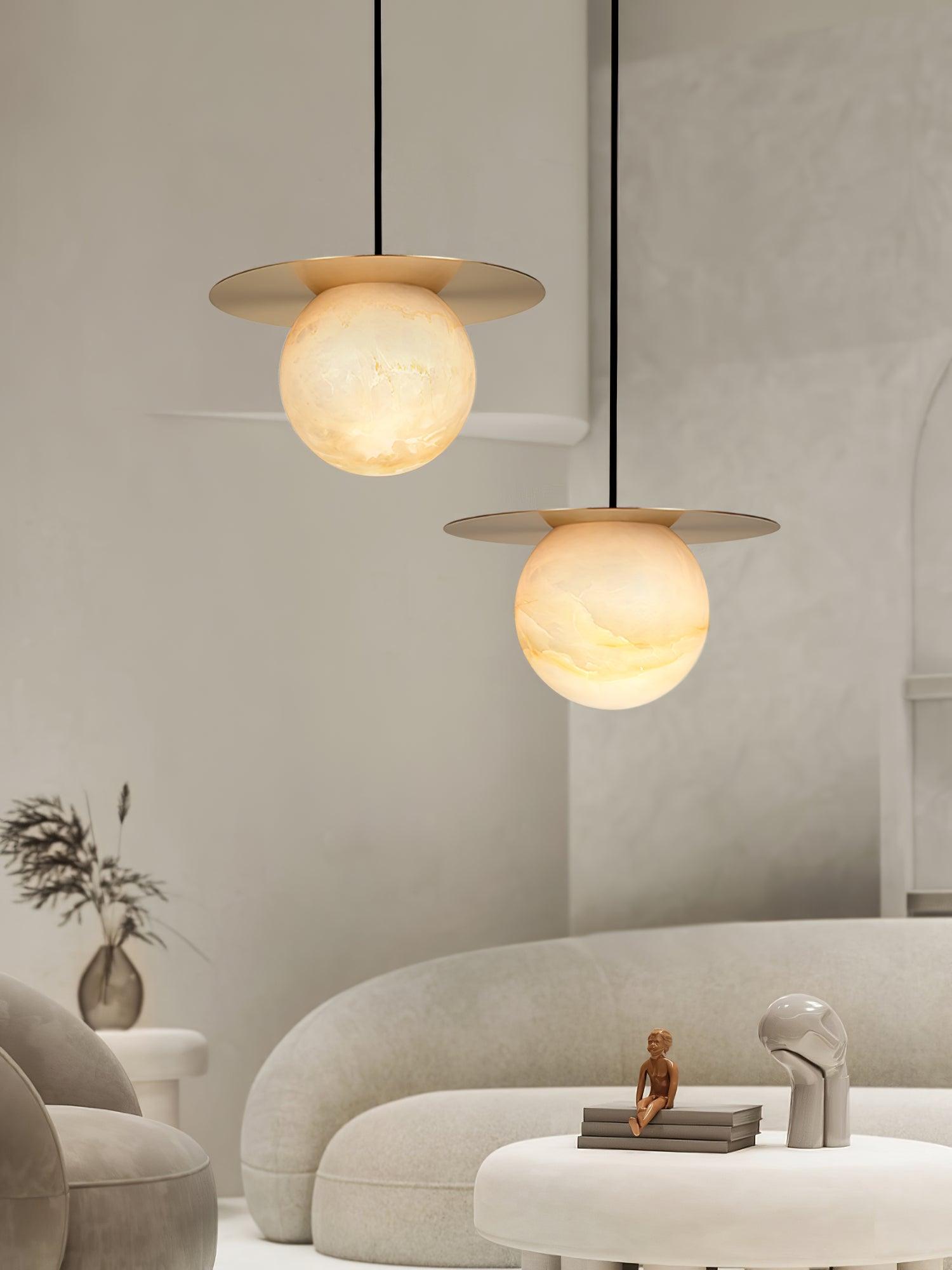 Borra Alabaster and Brass Pendant Light Luxury Modern LED Hanging Lamp