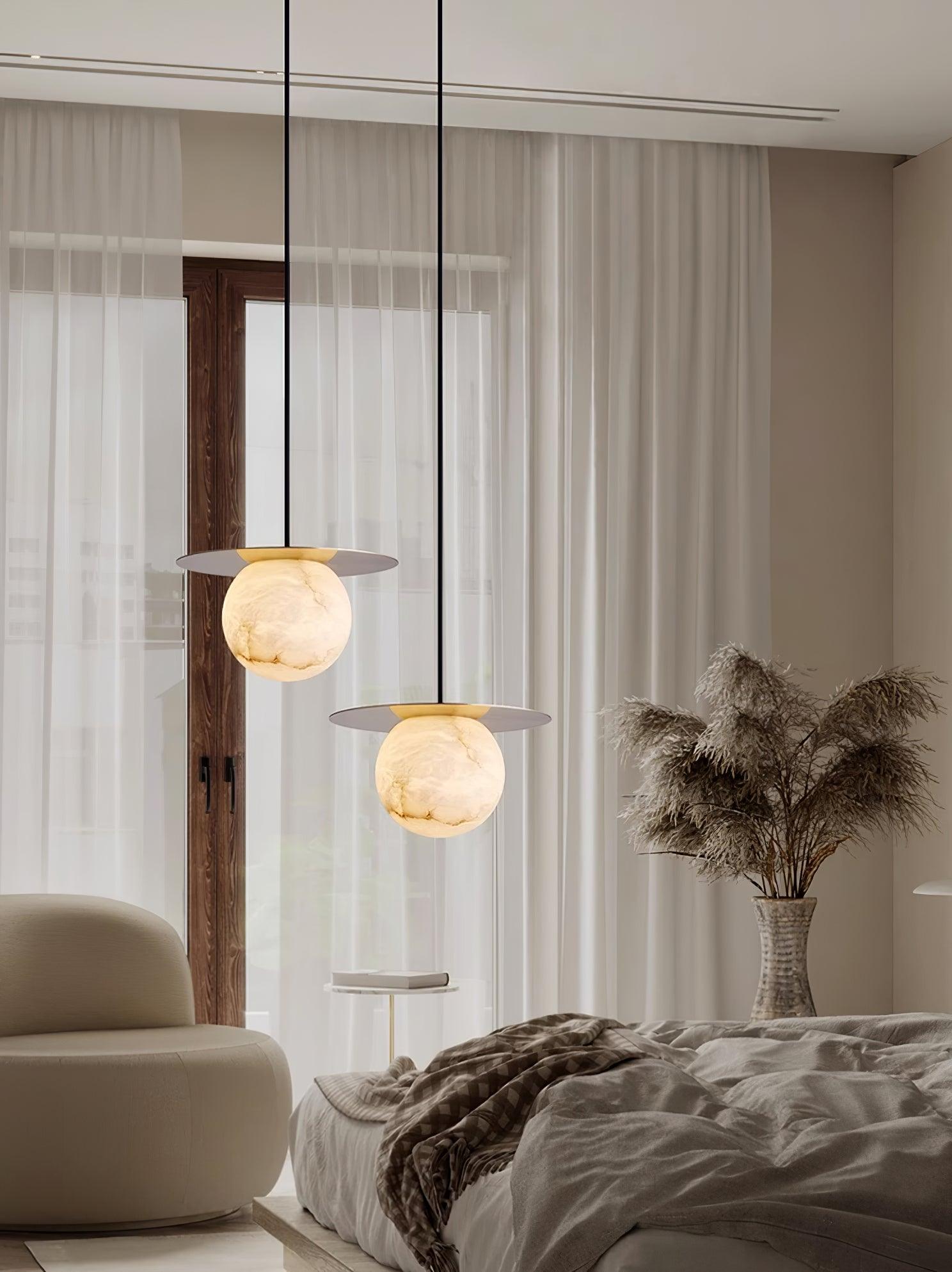 Borra Alabaster and Brass Pendant Light Luxury Modern LED Hanging Lamp