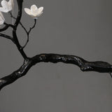 Botanical Ceramic Flower Branch Chandelier Elegant Brass Black Finish Large Pendant Light