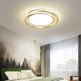 Modern Circular LED Flush Mount Ceiling Light for Bedroom and Living Room in Black or Gold