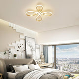 Modern Gold Geometric Flower LED Flush Mount Ceiling Light for Living Room