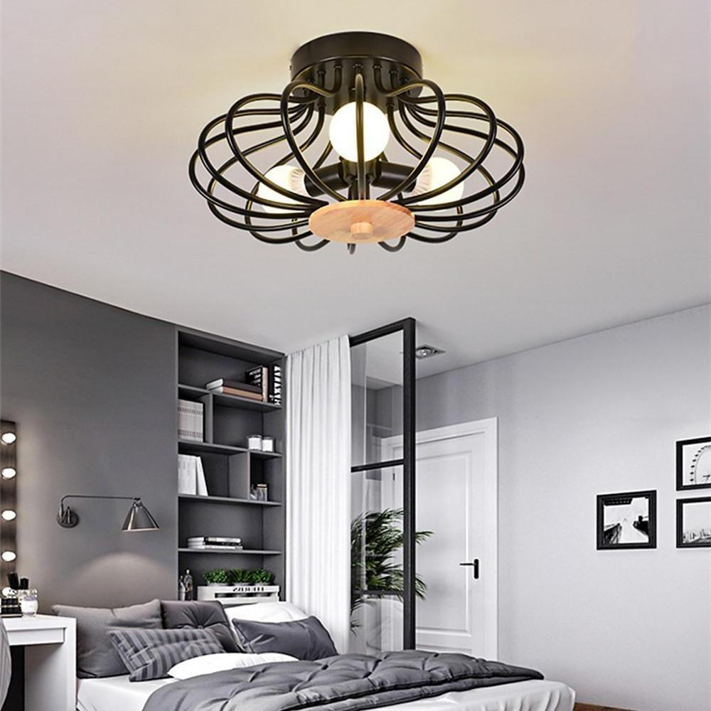 Modern Geometric Metal Globe Flush Mount Ceiling Light for Bedrooms and Living Areas