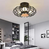 Modern Geometric Metal Globe Flush Mount Ceiling Light for Bedrooms and Living Areas