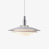 Bretagne Modern Architectural Multi Layered Metal Pendant Light Chrome and White Hanging Ceiling Lamp