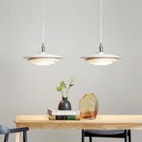 Bretagne Modern Architectural Multi Layered Metal Pendant Light Chrome and White Hanging Ceiling Lamp
