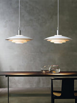 Bretagne Modern Architectural Multi Layered Metal Pendant Light Chrome and White Hanging Ceiling Lamp