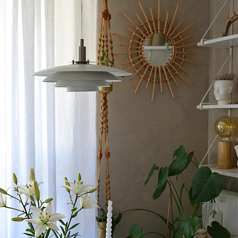 Bretagne Modern Architectural Multi Layered Metal Pendant Light Chrome and White Hanging Ceiling Lamp