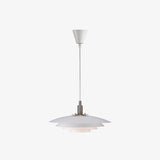 Bretagne Modern Architectural Multi Layered Metal Pendant Light Chrome and White Hanging Ceiling Lamp
