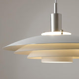Bretagne Modern Architectural Multi Layered Metal Pendant Light Chrome and White Hanging Ceiling Lamp