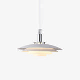 Bretagne Modern Architectural Multi Layered Metal Pendant Light Chrome and White Hanging Ceiling Lamp