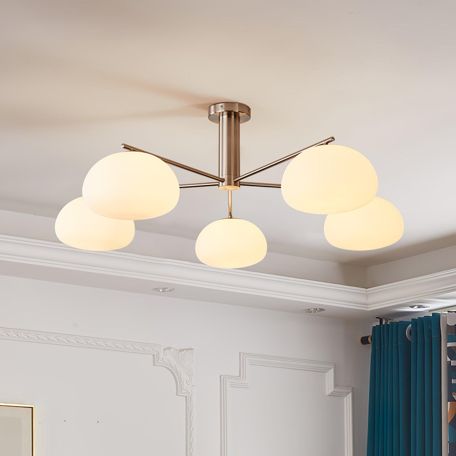 Briette Mid Century Geometric Cross Frame Chandelier with Spherical Glass Globes
