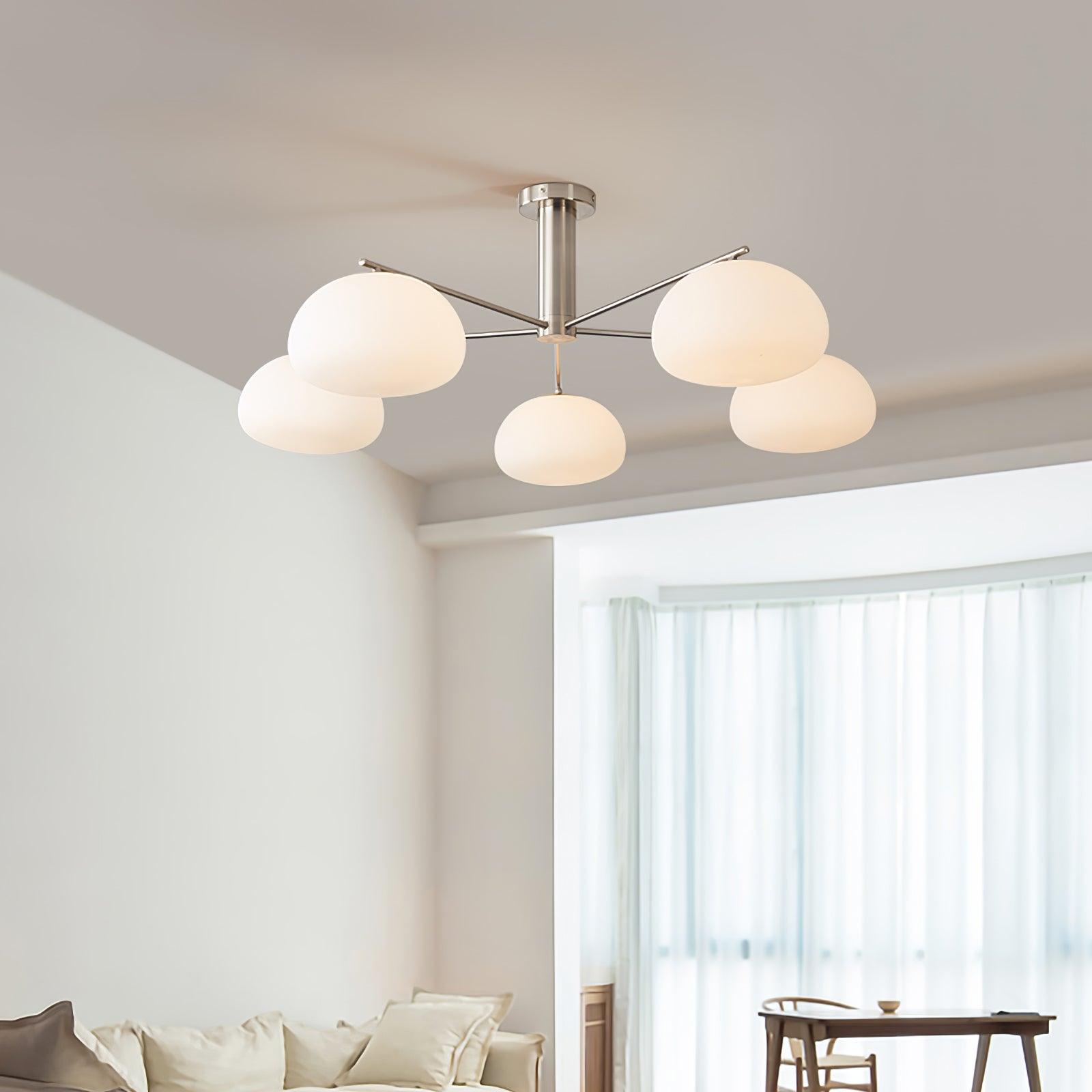 Briette Mid Century Geometric Cross Frame Chandelier with Spherical Glass Globes