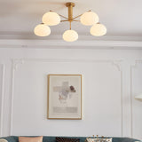 Briette Mid Century Geometric Cross Frame Chandelier with Spherical Glass Globes