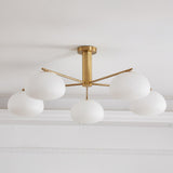Briette Mid Century Geometric Cross Frame Chandelier with Spherical Glass Globes