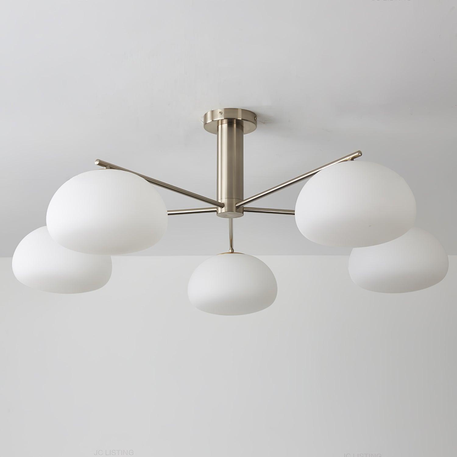 Briette Mid Century Geometric Cross Frame Chandelier with Spherical Glass Globes