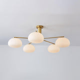 Briette Mid Century Geometric Cross Frame Chandelier with Spherical Glass Globes