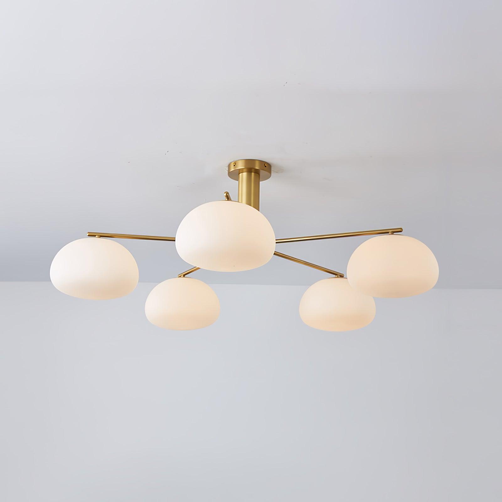 Briette Mid Century Geometric Cross Frame Chandelier with Spherical Glass Globes