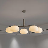 Briette Mid Century Geometric Cross Frame Chandelier with Spherical Glass Globes