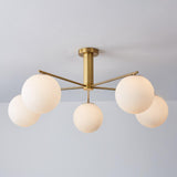 Briette Mid Century Geometric Cross Frame Chandelier with Spherical Glass Globes