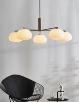 Briette Mid Century Geometric Cross Frame Chandelier with Spherical Glass Globes