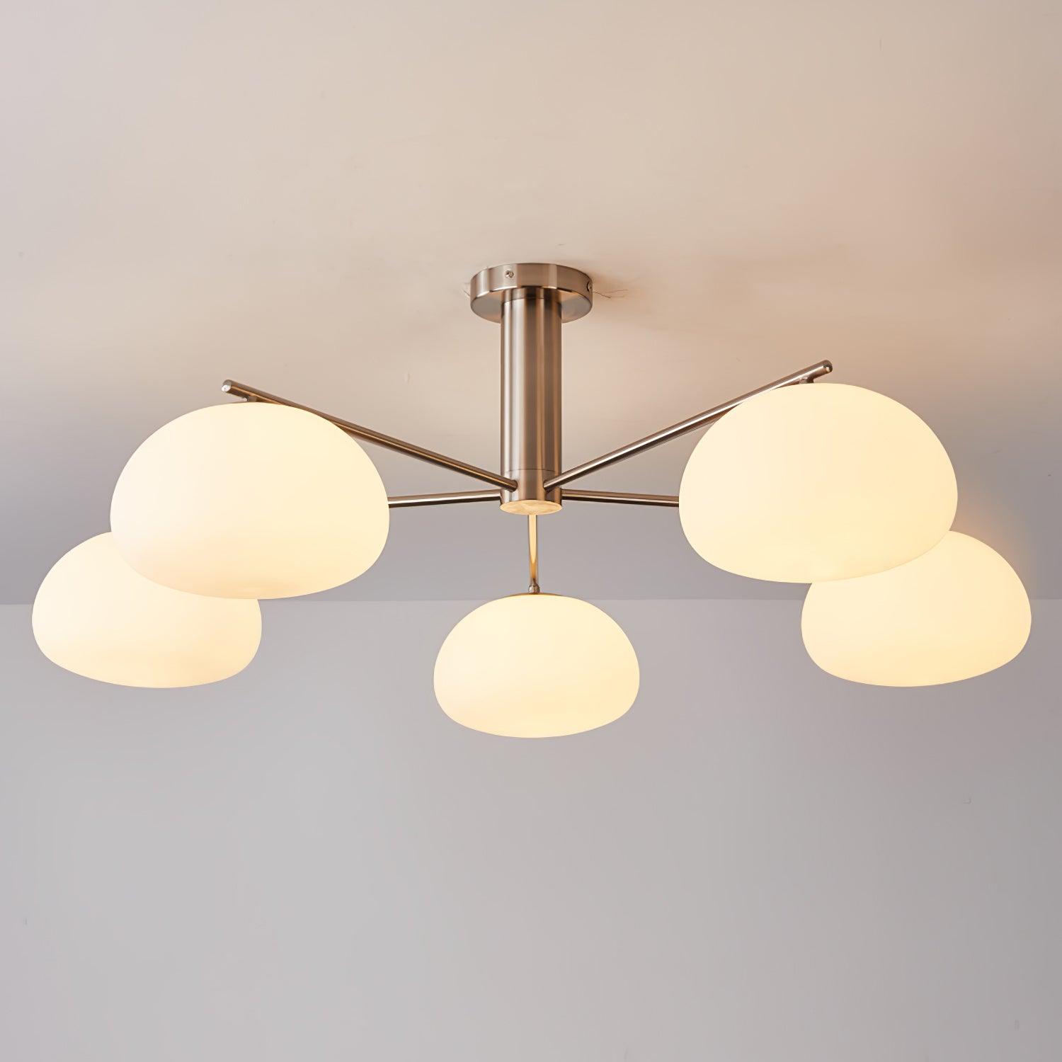 Briette Mid Century Geometric Cross Frame Chandelier with Spherical Glass Globes