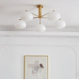 Briette Mid Century Geometric Cross Frame Chandelier with Spherical Glass Globes