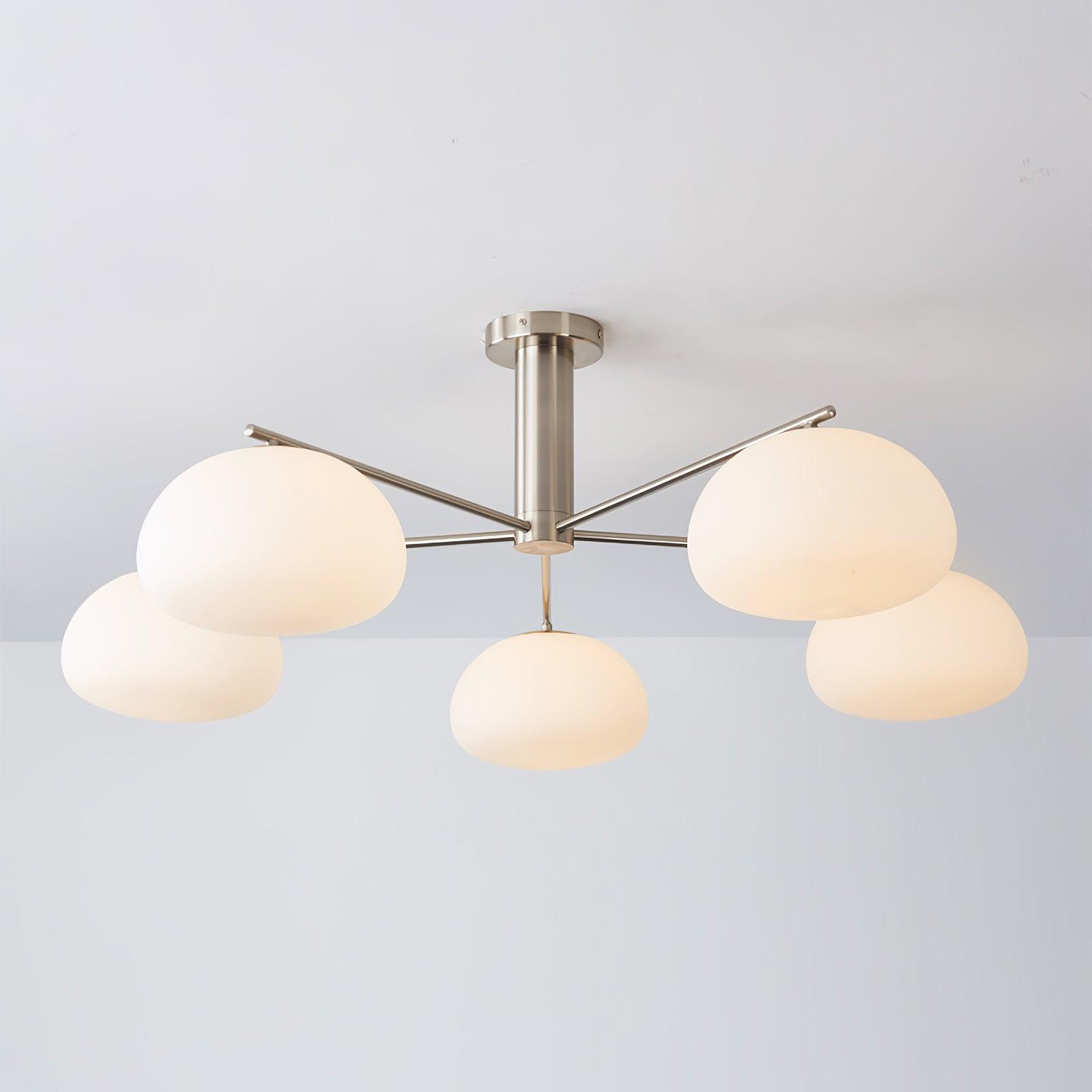 Briette Mid Century Geometric Cross Frame Chandelier with Spherical Glass Globes