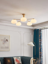 Briette Mid Century Geometric Cross Frame Chandelier with Spherical Glass Globes